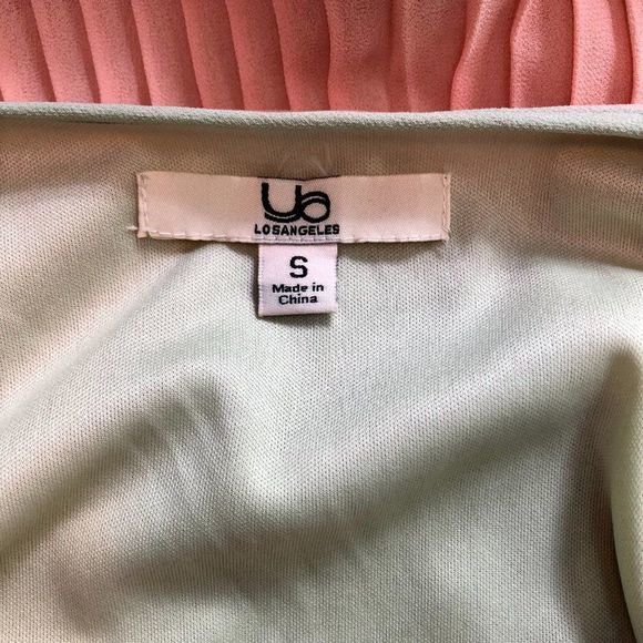 Ya Los Angeles sleeveless peach and green button pleated flare dress size‎ S - Picture 2 of 9